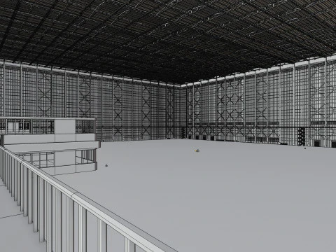 Interior do sal&atilde;o do hangar de avi&atilde;o 3b Modelo 3D