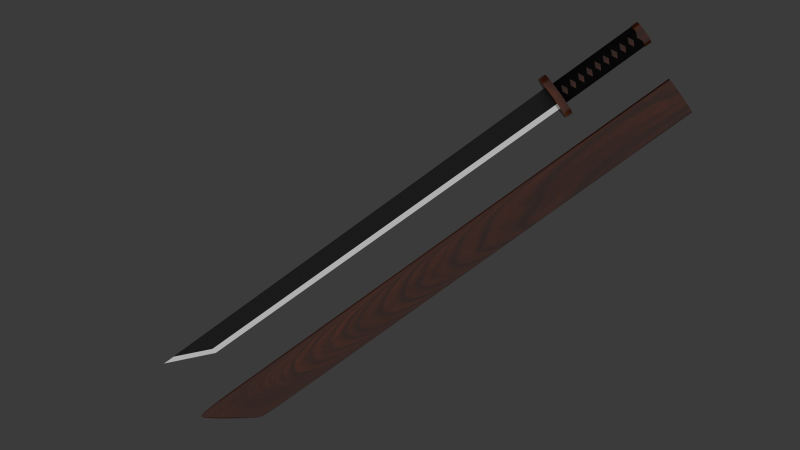 Katana sword low-poly 3Dモデル .c4d .max .obj .3ds .fbx .stl .blend