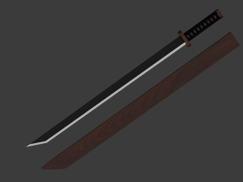 Katana sword low-poly Model 3D