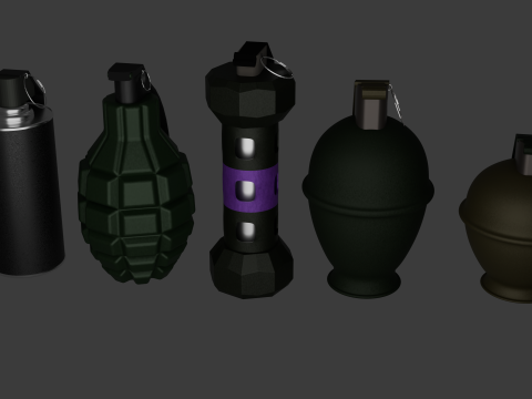 Game-Ready Grenades Pack 3D Model