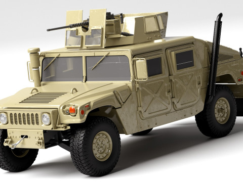 Military Humvee HMMWV Armed Transport Vehicle 3D Model