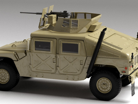 Military Humvee HMMWV Armed Transport Vehicle Modelo 3D