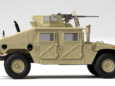 Military Humvee HMMWV Armed Transport Vehicle Modelo 3D