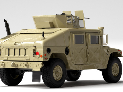 Military Humvee HMMWV Armed Transport Vehicle Modelo 3D