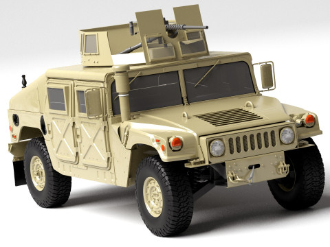 Military Humvee HMMWV Armed Transport Vehicle Modelo 3D