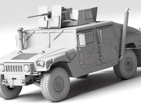 Military Humvee HMMWV Armed Transport Vehicle Modelo 3D