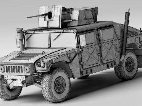 Military Humvee HMMWV Armed Transport Vehicle Modelo 3D
