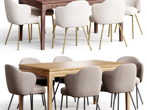Dining set 04 Groove table and Simone chair 3D Model