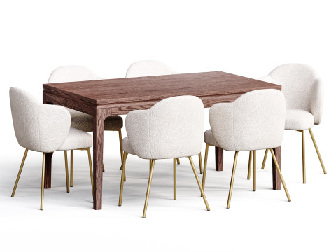 Dining set 04 Groove table and Simone chair 3D मॉडल