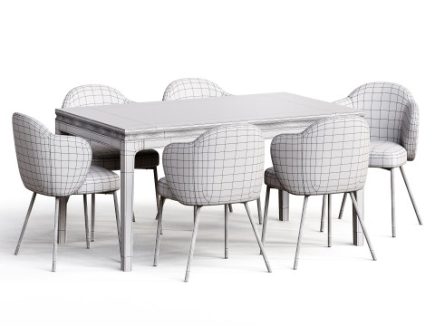 Dining set 04 Groove table and Simone chair 3D मॉडल