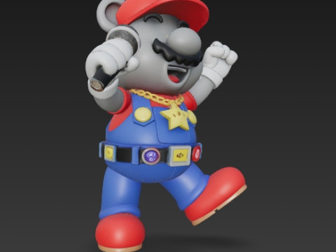 Mario Mouse Rockstar Stage Champion of the Gaming World 3D Print Model Model Cetak 3D
