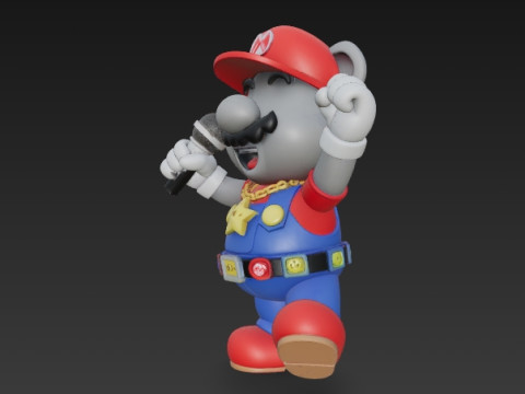 Mario Mouse Rockstar Stage Champion of the Gaming World 3D Print Model Model Cetak 3D