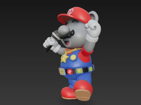 Mario Mouse Rockstar Stage Champion of the Gaming World 3D Print Model 3D Print Model