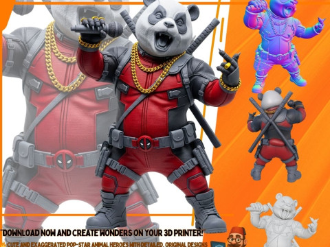 Panda Deadpool Rap Superstar Singing Anti-Hero 3D Print Model 3D Print Model