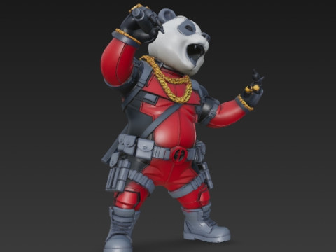Panda Deadpool Rap Superstar Singing Anti-Hero 3D Print Model 3D 프린트 모델
