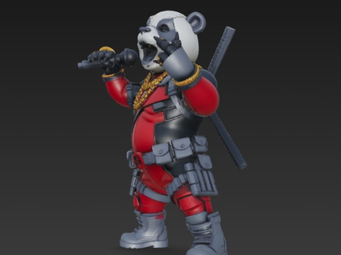 Panda Deadpool Rap Superstar Singing Anti-Hero 3D Print Model 3D 프린트 모델