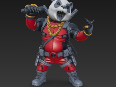 Panda Deadpool Rap Superstar Singing Anti-Hero 3D Print Model 3D 프린트 모델