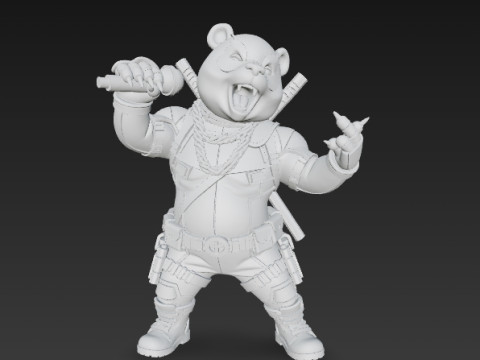 Panda Deadpool Rap Superstar Singing Anti-Hero 3D Print Model 3D 프린트 모델