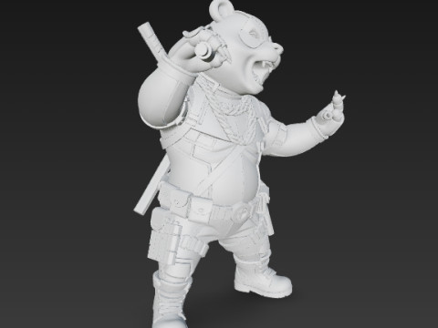 Panda Deadpool Rap Superstar Singing Anti-Hero 3D Print Model 3D 프린트 모델