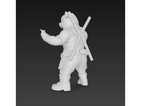 Panda Deadpool Rap Superstar Singing Anti-Hero 3D Print Model 3D 프린트 모델