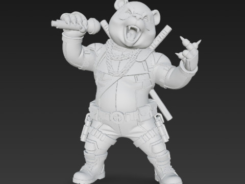 Panda Deadpool Rap Superstar Singing Anti-Hero 3D Print Model 3D 프린트 모델