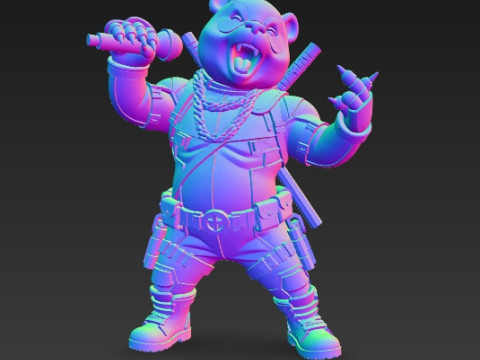 Panda Deadpool Rap Superstar Singing Anti-Hero 3D Print Model 3D 프린트 모델