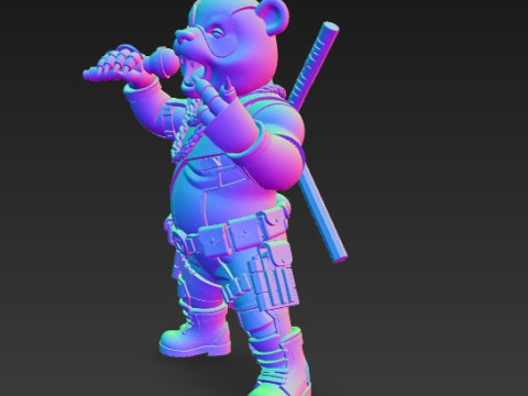 Panda Deadpool Rap Superstar Singing Anti-Hero 3D Print Model 3D 프린트 모델