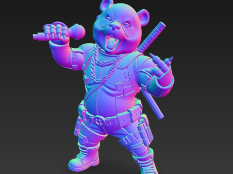 Panda Deadpool Rap Superstar Singing Anti-Hero 3D Print Model 3D 프린트 모델