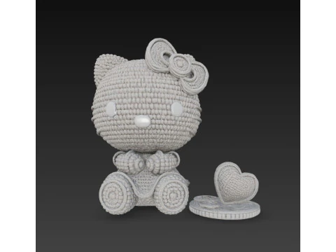 Knitted Hello Kitty Figurine 3D Print Model