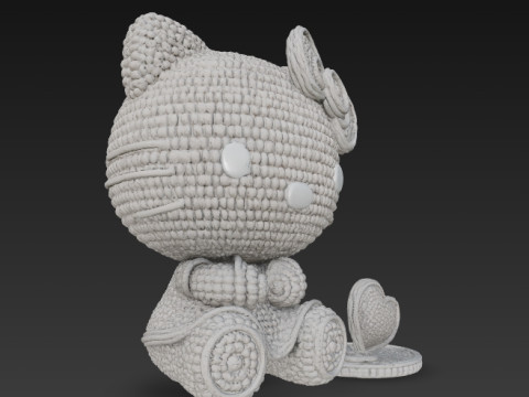 Knitted Hello Kitty Figurine 3D प्रिंट मॉडल