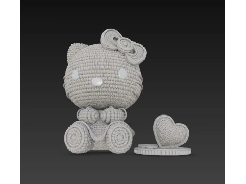 Knitted Hello Kitty Figurine 3D Print Model