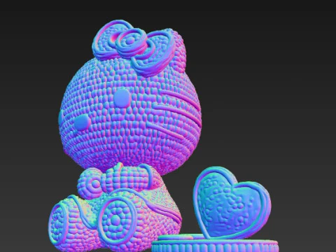 Knitted Hello Kitty Figurine 3D Print Model