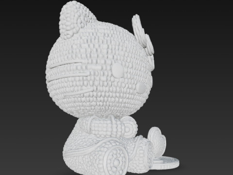 Knitted Hello Kitty Figurine 3D प्रिंट मॉडल