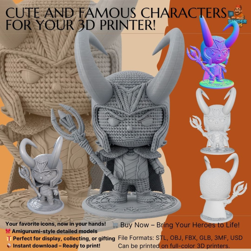 Knitted Loki Figure 3D Print Model Modelo de Impressão 3D .c4d .max .obj .3ds .fbx .stl .blend 