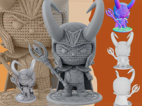 Modelo de impress&atilde;o 3D de figura Loki de malha Modelo de Impressão 3D