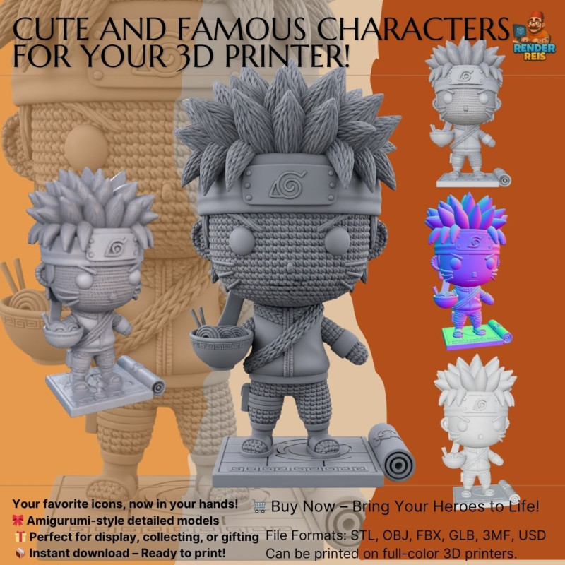 Knitted Naruto Figure 3D Print Model Modelo de Impressão 3D .c4d .max .obj .3ds .fbx .stl .blend