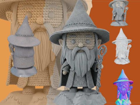 Knitted Gandalf Figure 3D Print Model 3D Print Model