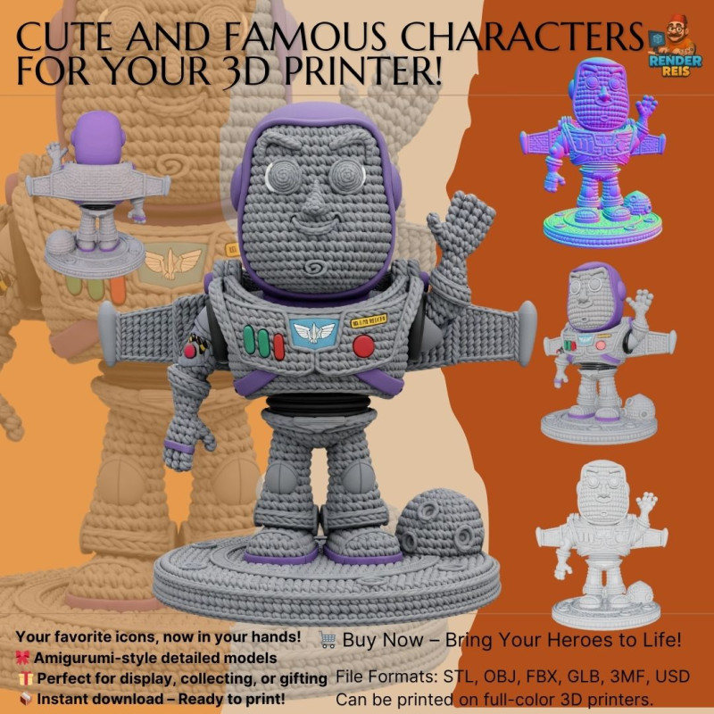 Buzz Lightyear Knit Figure To Infinity and Knitting 3D Принт Модель .c4d .max .obj .3ds .fbx .stl .blend 