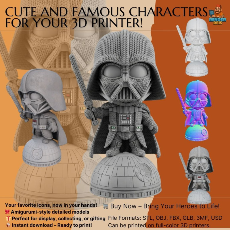 Darth Vader Knit Figure Galactic Dark Lord Reimagined 3D Print Model .c4d .max .obj .3ds .fbx .stl .blend