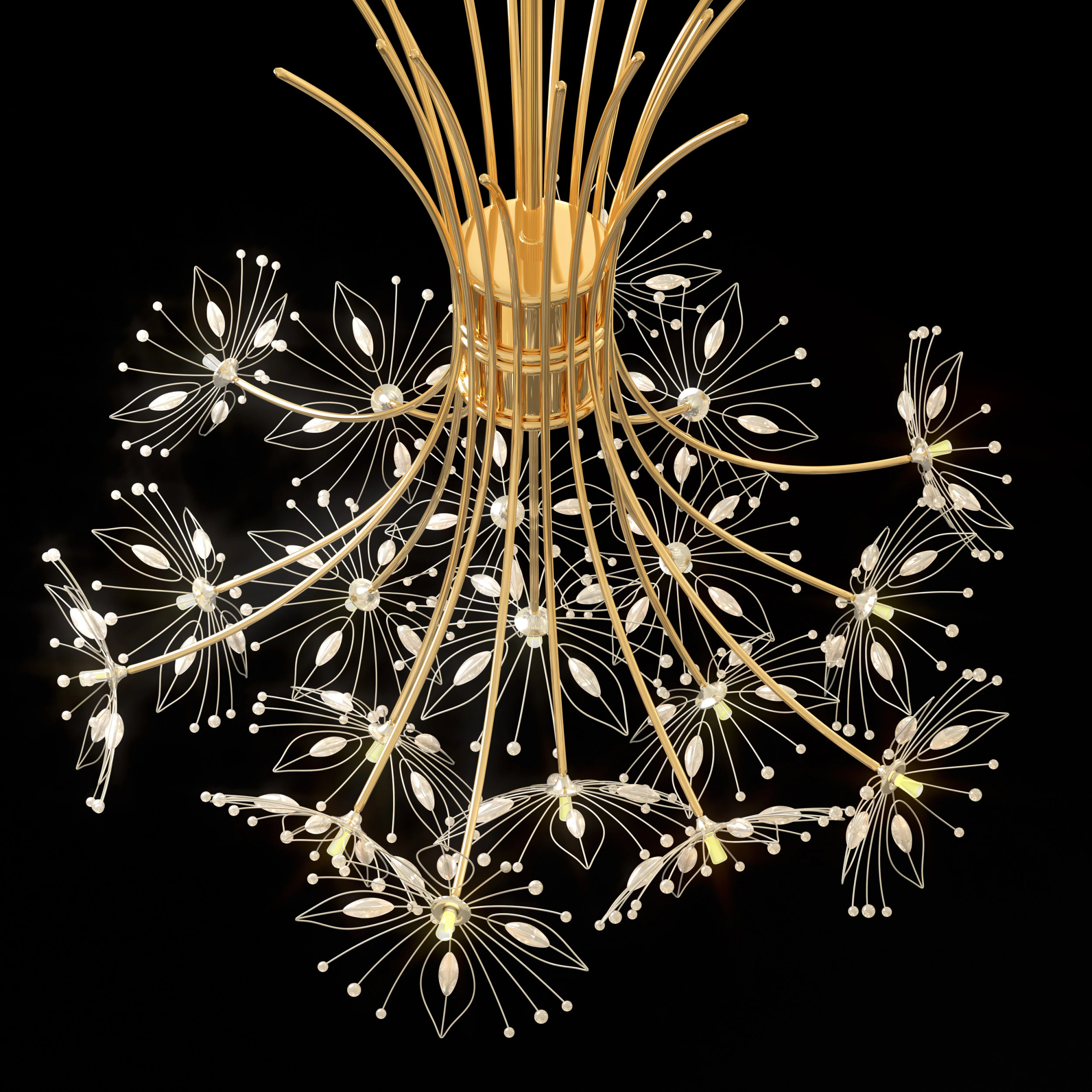 Fireworks Bouquet Chandelier 3D Model .c4d .max .obj .3ds .fbx .stl .blend 