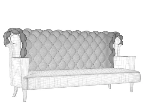 Chesterfield Sofa High Back 3D Model