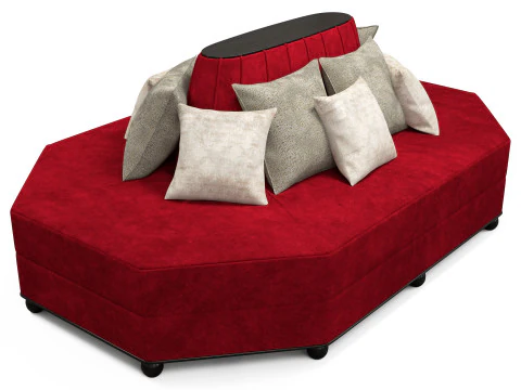 八角餐厅沙发 3D 模型