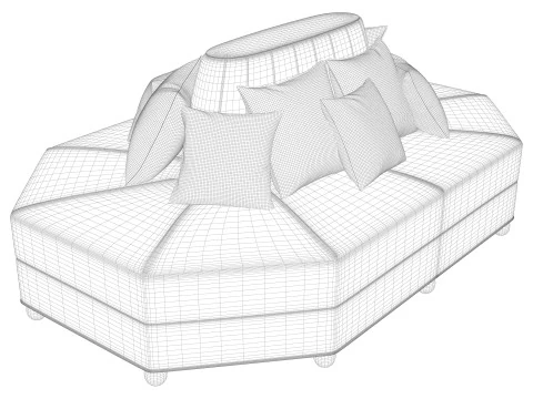 Octagonal Restaurant Sofa 3D Model
