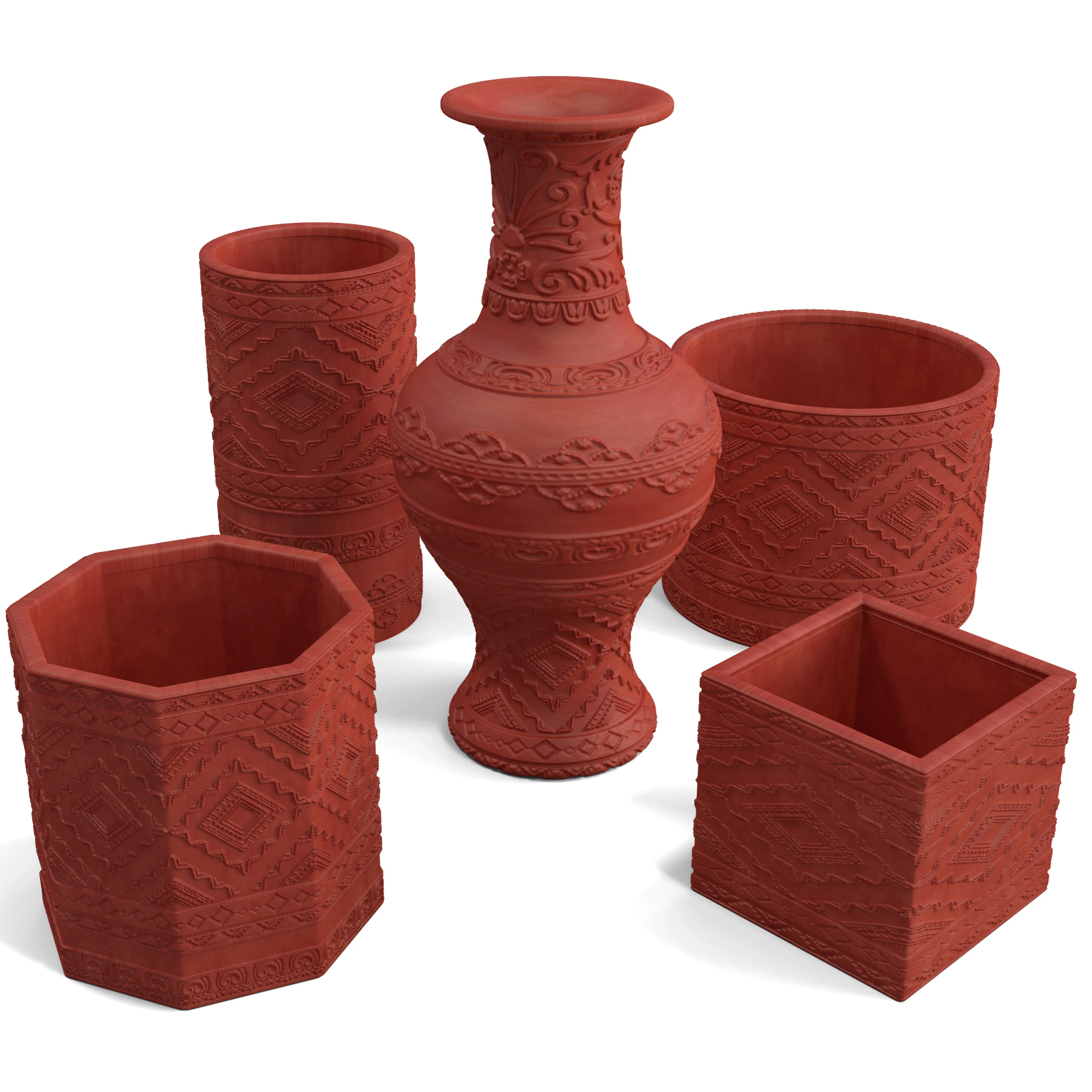Big Pots and Vases 3D Model .c4d .max .obj .3ds .fbx .stl .blend