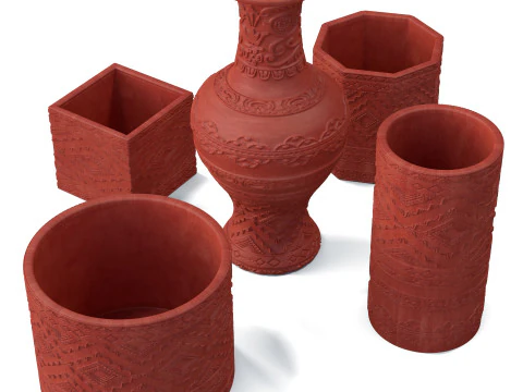 Big Pots and Vases 3D Model