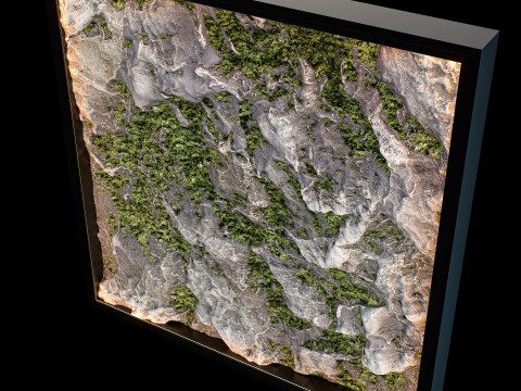 Stone Wall Panel with Moss 3D 模型