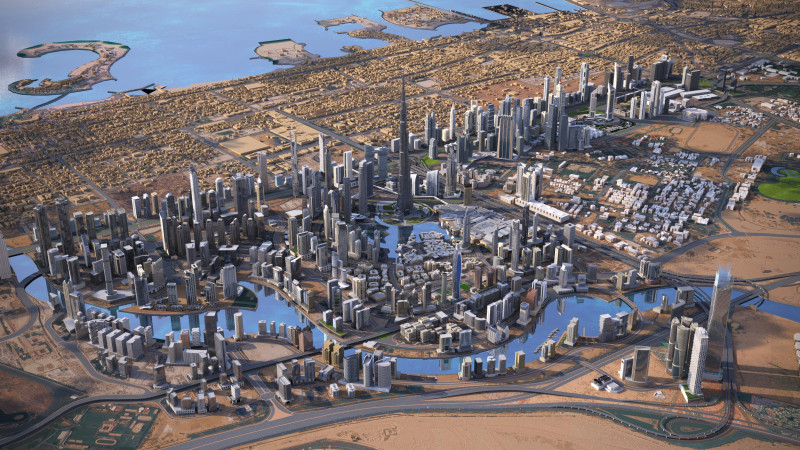 Dubai City 3D Model .c4d .max .obj .3ds .fbx .stl .blend 
