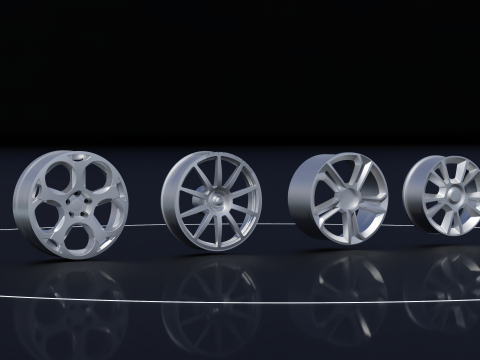 Set of rims 4 rims 3D Model