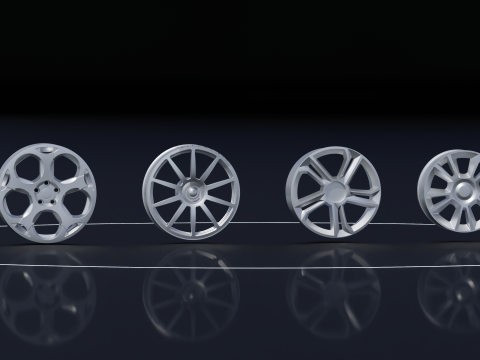 Set of rims 4 rims 3D मॉडल