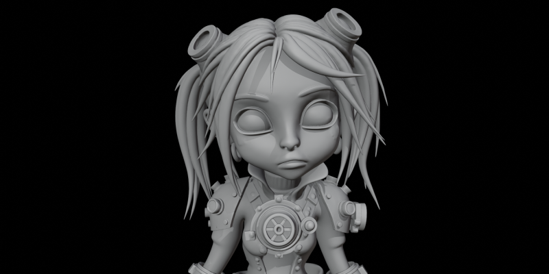 SteamPunk Girl Cartoon-style 3D Model .c4d .max .obj .3ds .fbx .stl .blend